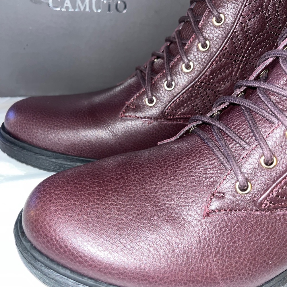 Vince Camuto Toralina Leather Lace-Up Ankle Combat Boots Shoe - Picture 8 of 10